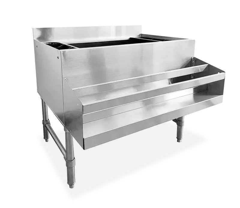 Omcan 24-Inch Stainless Steel Ice Bin With 3″ Backsplash And Dual Holders 1
