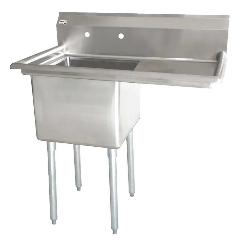 Omcan 25264 Corner-Mount Pot Sink – Single Compartment, Right Drainboard Option 1