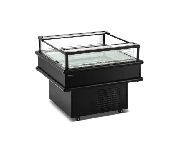 Omcan 37.5-Inch Black Top-Open Refrigerated Island Showcase – 4.2 Cu. Ft. (Model 48570) 1