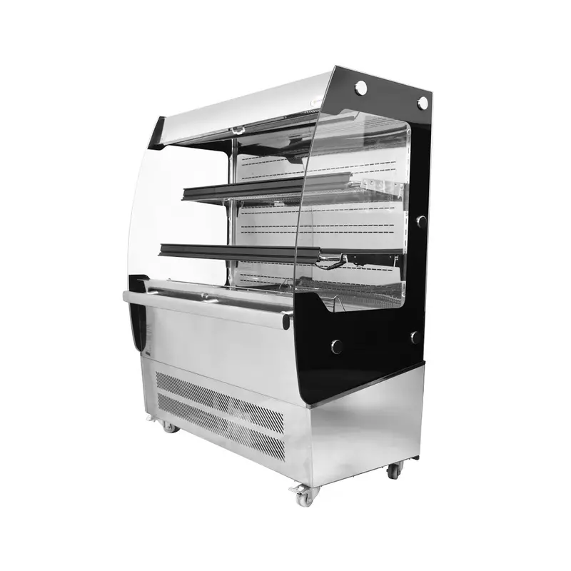 Omcan 39-Inch Stainless Steel Open Refrigerated Floor Case – 200L (7 Cu.Ft.) Self-Service Display 1