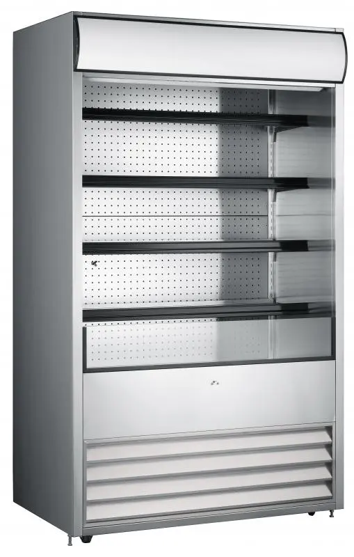 Omcan 48-Inch Heavy-Duty Open Refrigerated Floor Display – 24.7 Cu.Ft., Stainless Steel, 220V, 3.5 Hp 1