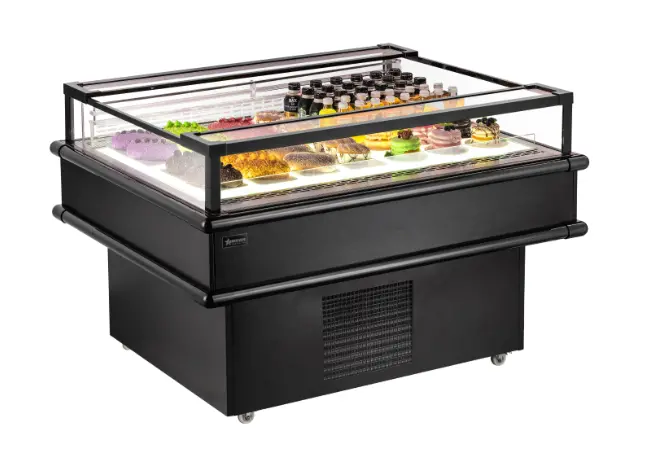 Omcan 50-Inch Black Top-Open Refrigerated Island Display Case – 5.7 Cu. Ft. (Model 48571) 1