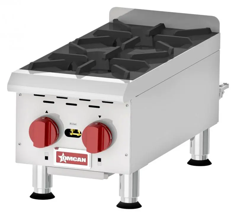 Omcan Dual-Burner Countertop Gas Hot Plate — Stainless Steel 1