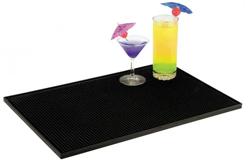 Omcan Non-Slip Black Bar Service Mat – 18 X 12 Inches 1