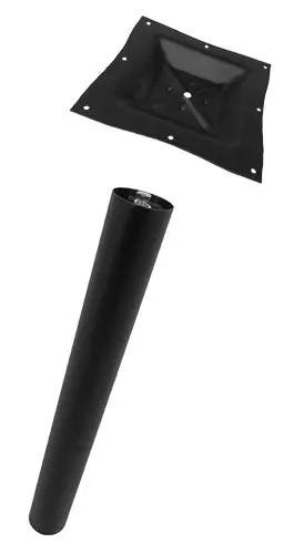 Omcan Standard-Height Table Column – 3" Black Round Post With Square Spider Top 1