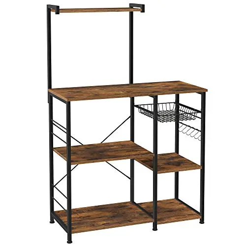 Open-Wire Kitchen Shelf With Basket Storage 1
