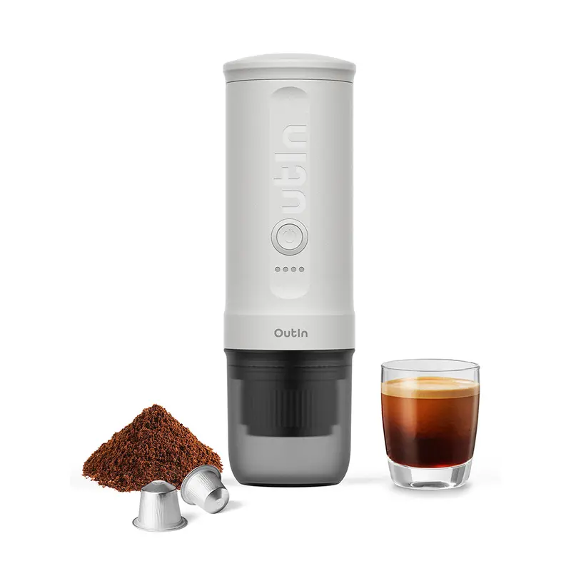 Outin Nano Portable Espresso Maker – Pearl White Finish 1