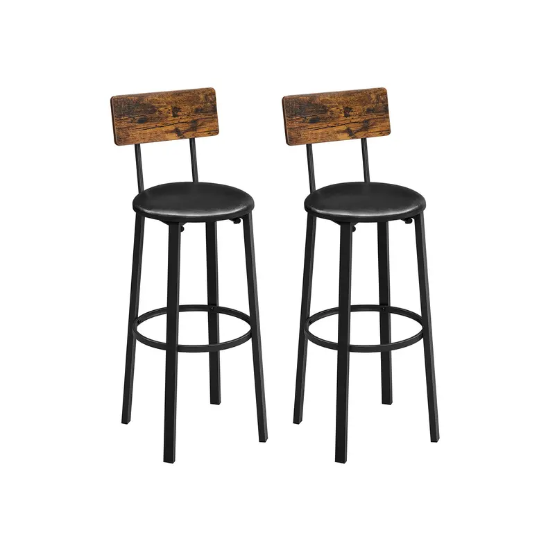Pair Of Modern Bar Stools With Upholstered Seats 1