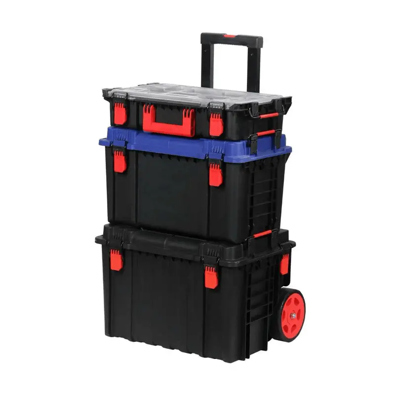 Portable 3-Drawer Rolling Tool Chest – Stackable Plastic Workshop Organizer With Handle And Wheels 1