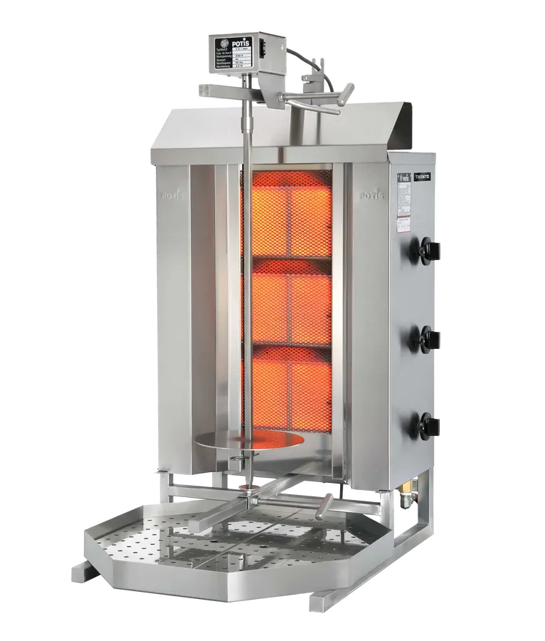 Potis Mu Gd3 Gas-Powered Vertical Broiler – 40 Kg Shawarma Unit, 3 Burners 1