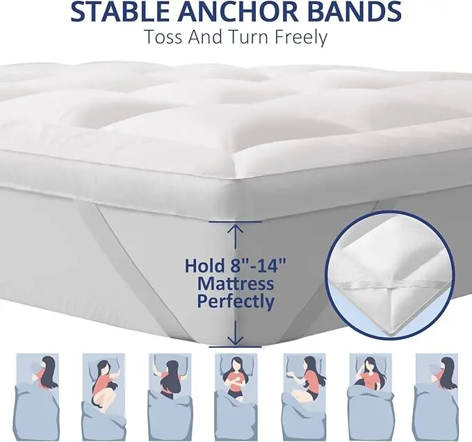Queen-Size Cooling Gel Mattress Topper – 1300 Gsm Extra-Thick Pillow Top In White 1