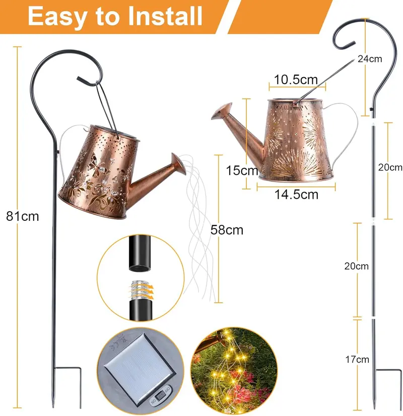 Retro-Style Solar Watering Can Lantern – Metal Hanging Outdoor Decor With Integrated Led Lights (Model 5341S) 1