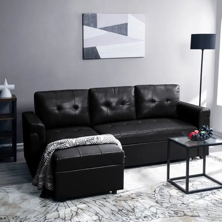 Reversible Sleeper Sectional Sofa With Storage Chaise – Convertible Pull-Out Bed For Small Spaces 1