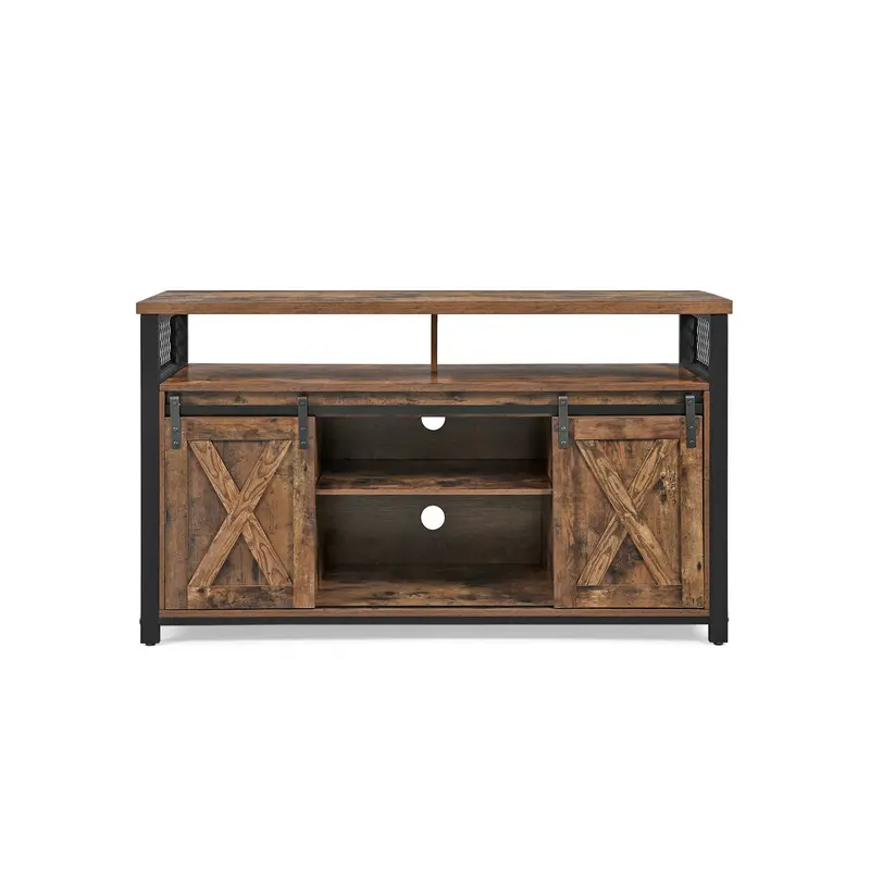 Rustic Tv Cabinet Featuring Sliding Barn-Style Doors 1