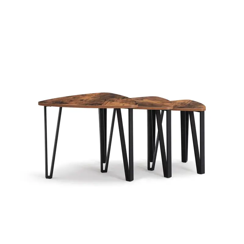Set Of Three Nesting Coffee Tables With Industrial Design 1