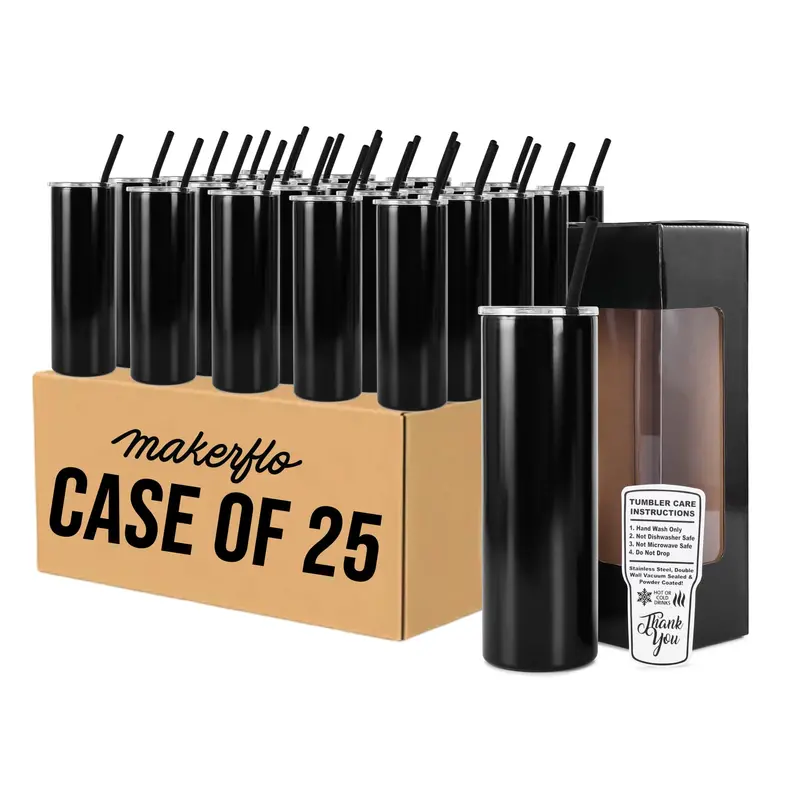 Slim Profile 20 Oz Powder-Coated Skinny Tumbler 16