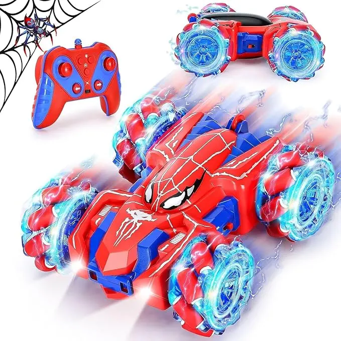 Spider Rc Stunt Car For Kids – Rechargeable 360° Rotating Remote-Controlled Toy With Light Effects 1