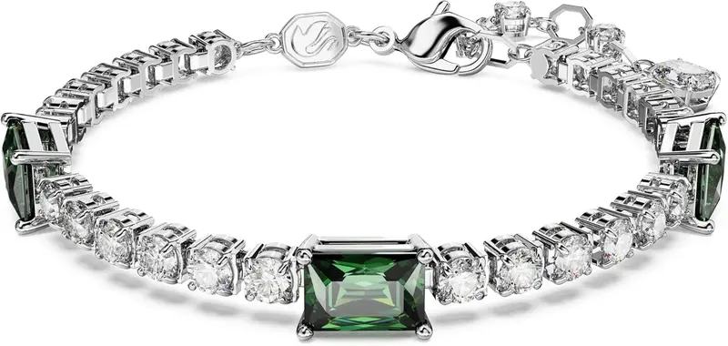Swarovski Matrix Tennis Bracelet – Pink And Clear Round Crystals In Rhodium-Plated Setting 1