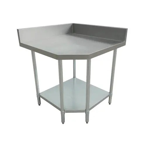 Thorinox Tcwt-3030-Bkss 30"X30" Stainless Steel Corner Work Table With 5" Backsplash 1