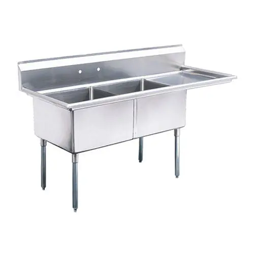Thorinox Tds-1818-R18 18"X18" Right-Side Drainboard Corner Two-Compartment Sink 1