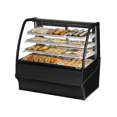 True Tdm-Dc-36-Ge-B 36-Inch Black Curved-Glass Two-Door Floor-Mount Dry Bakery Display Case 1