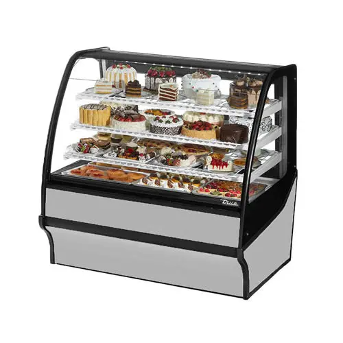 True Tdm-R-77-Ge-W 77-Inch White Curved-Glass 2-Door Floor-Mount Refrigerated Bakery Case 1