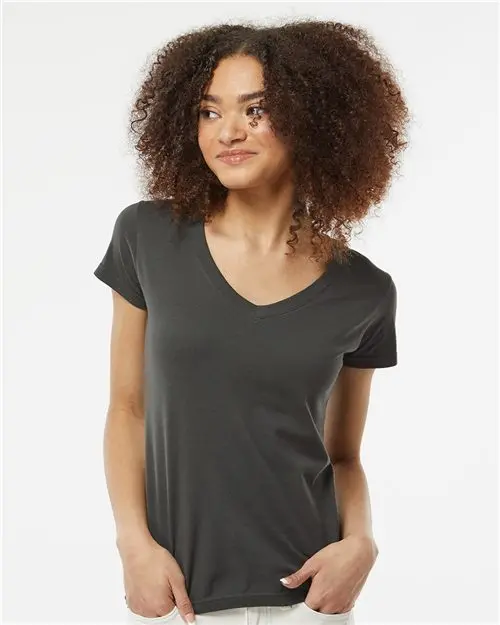Tultex Women'S Fine Jersey V-Neck T-Shirt – Slim-Fit Basic Top 1