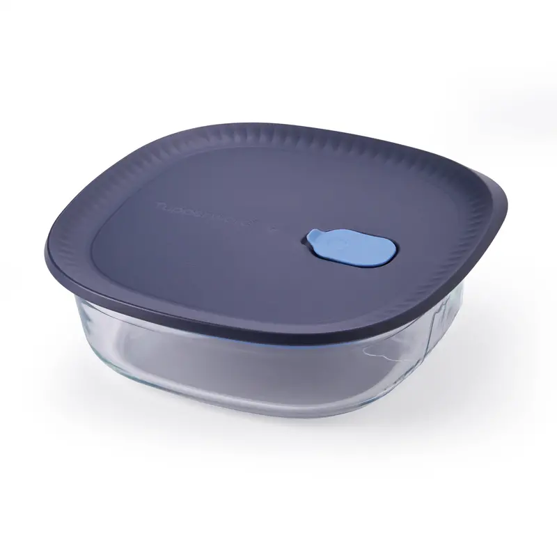 Tupperware Voila Glass Square Container – 1.6L Microwave-Safe Dish 1