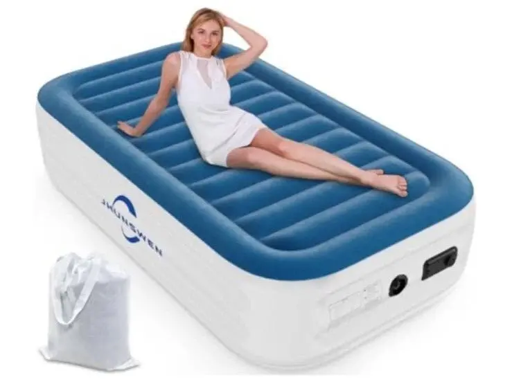 Twin-Size Raised Air Mattress – 75" × 39" × 18", Built-In Electric Pump For Quick Inflation – Jshe009T 1