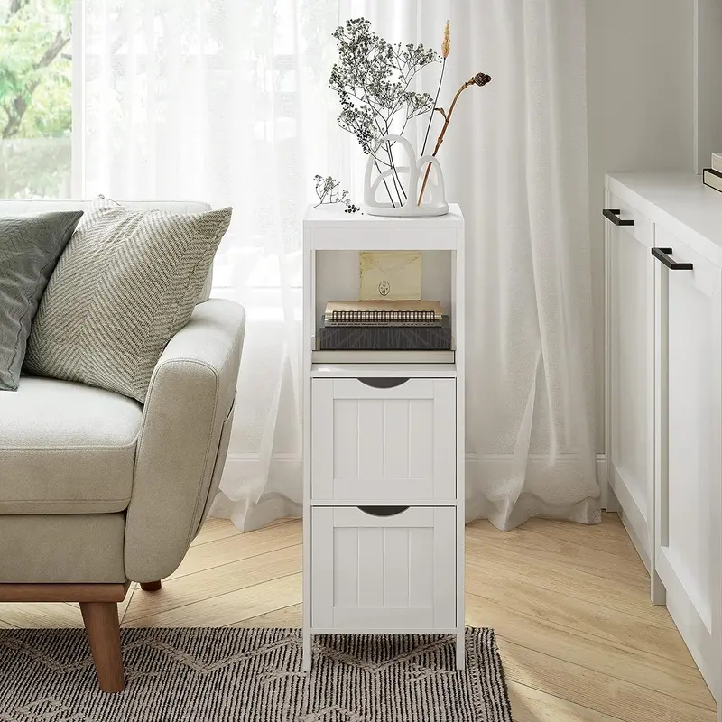 Two-Drawer Floor-Standing Bathroom Cabinet – Minimalist White Storage Unit Bbc42Wt 1
