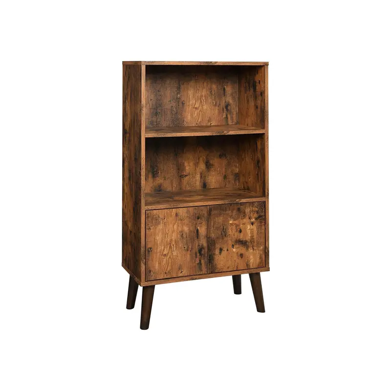 Two-Tier Enclosed Bookcase With Sliding Doors 1