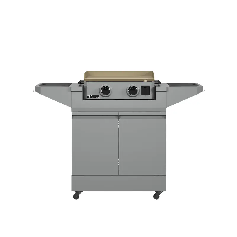 Tytus Emberwood 22" 2-Burner Gas Tabletop Griddle With Prep Cart 1