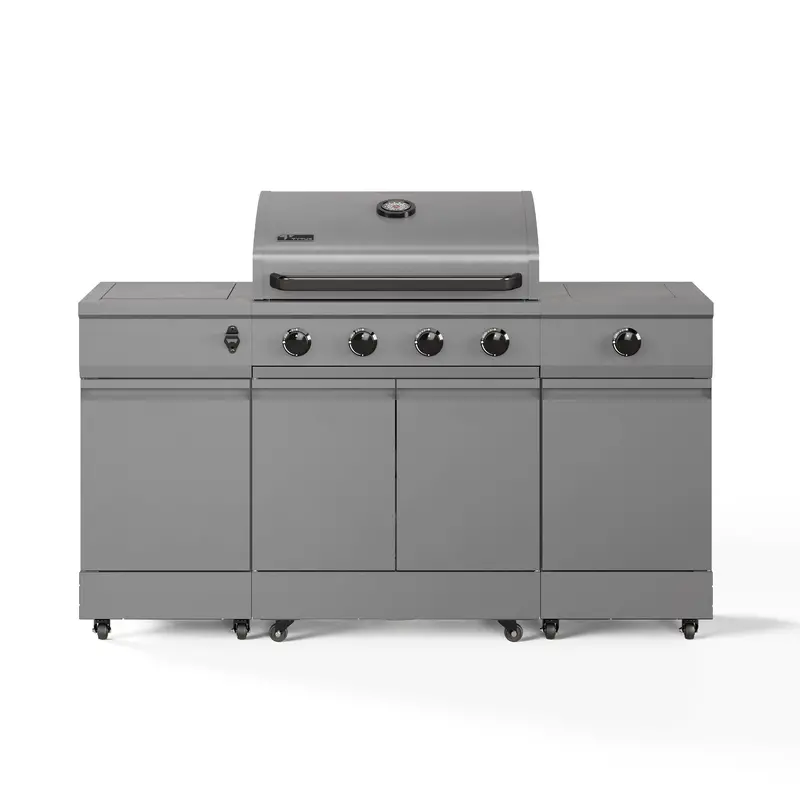 Tytus Fresno 4-Burner Grill Island — Gunmetal Gray Finish, Side Burner & Ice Bucket 1