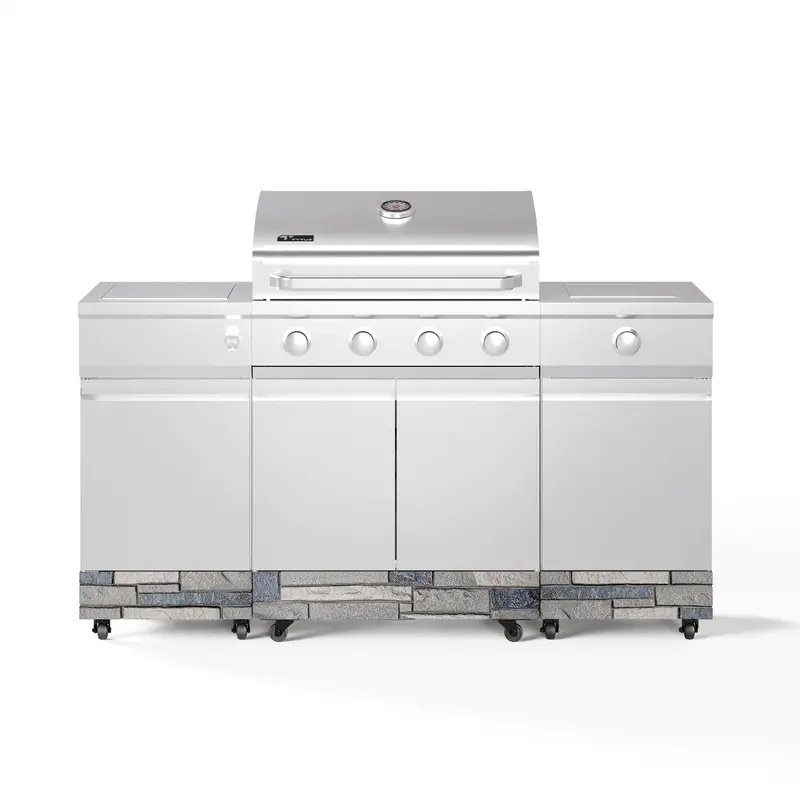 Tytus Fresno 4-Burner Stainless Steel Grill Island — Shadow Stone Finish, Side Burner & Ice Bucket 1