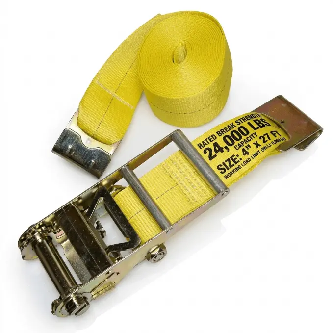 Ultra-Heavy-Duty 4-Inch Ratchet Strap – 27-Foot Length With 24,000-Lb Working Load Limit (412552C) 1