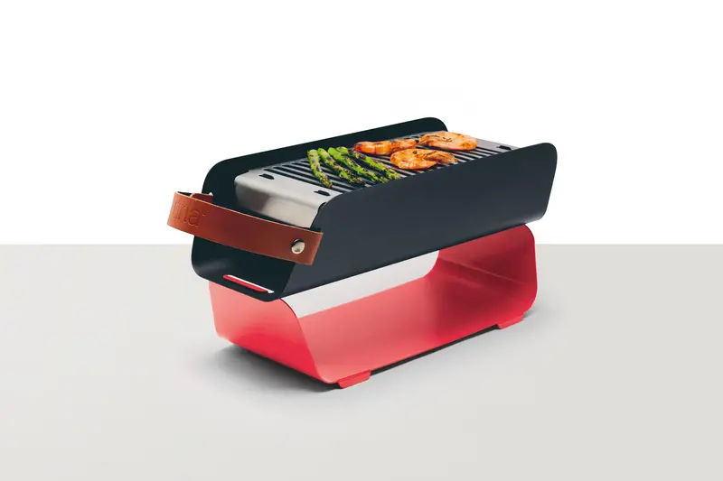 Una Portable Tabletop Charcoal Grill – Strawberry Red Edition 1