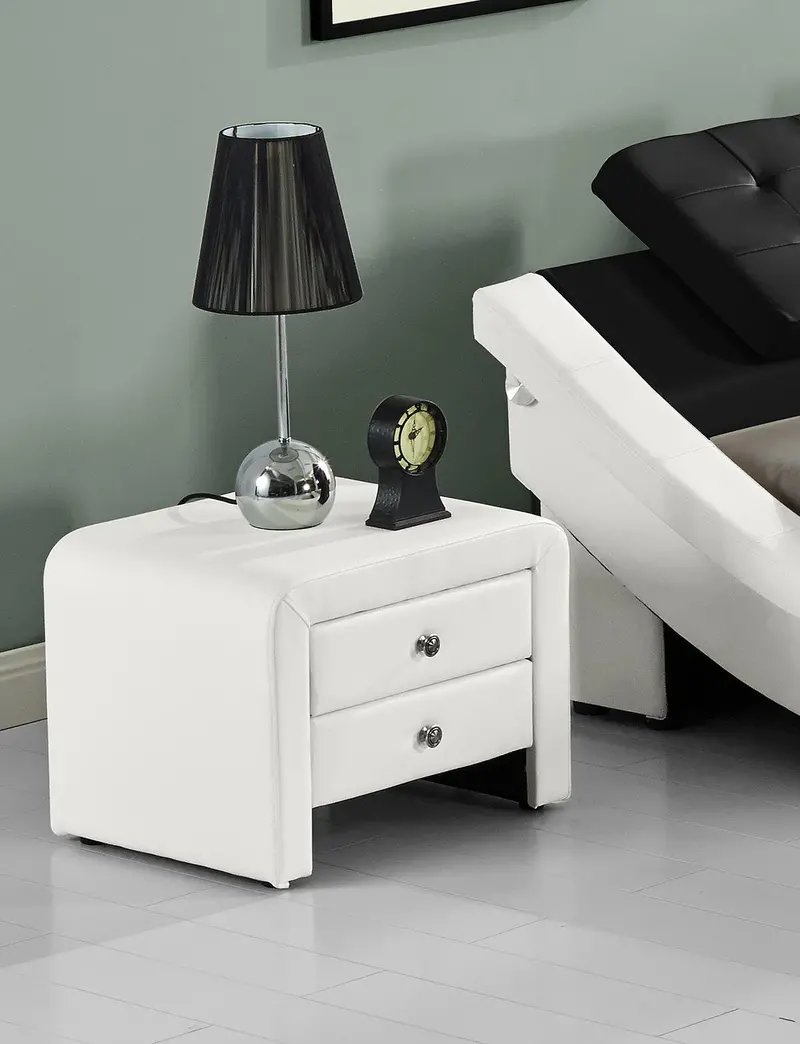 Upholstered 2-Drawer Nightstand – Modern Bedside Table With Faux Leather Finish 1