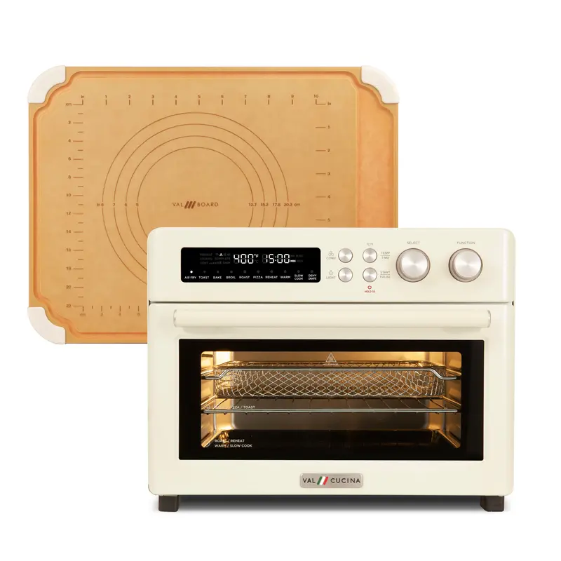 Val Cucina Roma Air Fryer Toaster Oven With Almond Cream Cutting Board 1