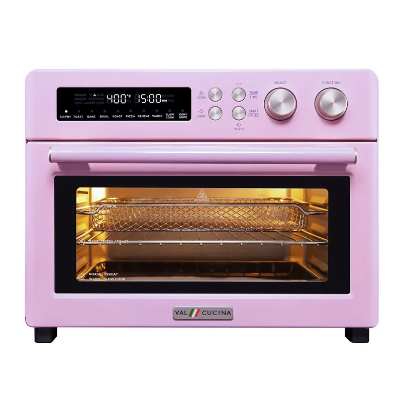 Val Cucina Roma Retro Air Fryer Toaster Oven – 10-In-1 Pink Model 1