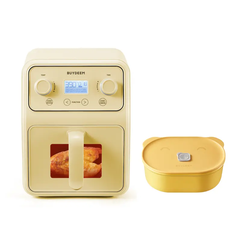 Vibrant Yellow Air Fryer + Ceramic Meal Prep Box Bundle 3