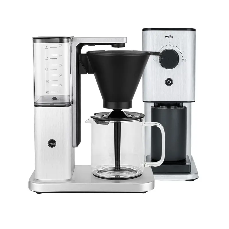 Wilfa Zense Alux Coffee Maker & Alux Grinder Combo – Brushed Aluminium Finish 1