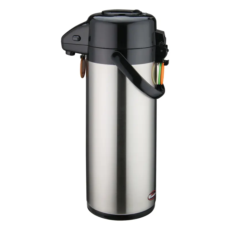 Winco Apsp-930 3-Liter Stainless Steel Lined Airpot With Push-Button Dispenser 1