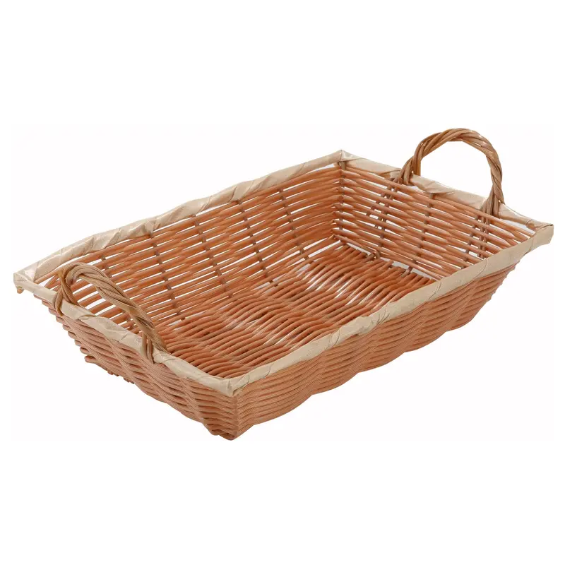Winco Pwbn-12B Compact Rectangular Natural Woven Basket With Handles (12" X 8" X 3") 1