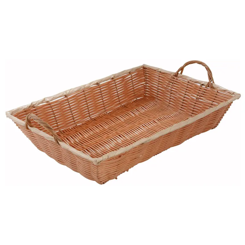 Winco Pwbn-16B Rectangular Natural Woven Basket With Handles (16" X 11" X 3") 1