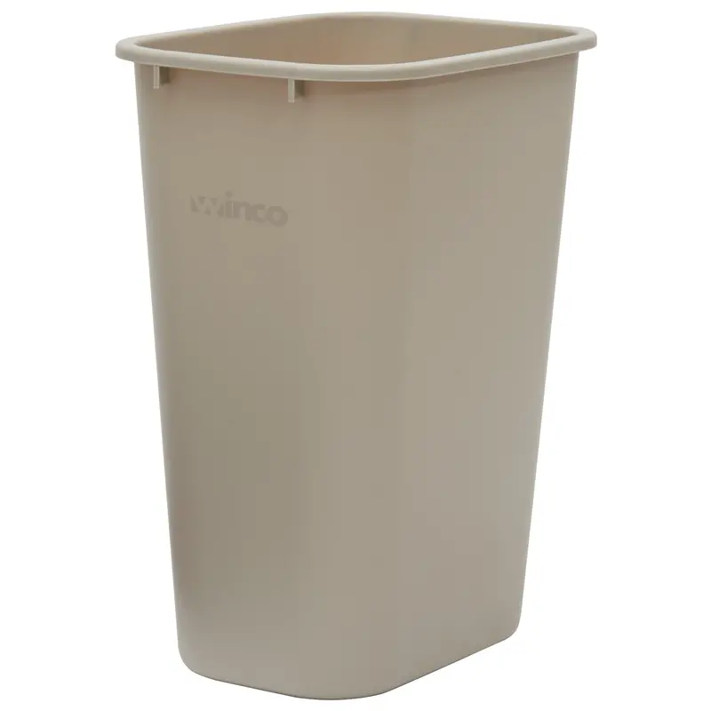 Winco Pwr-41Be Recycled-Waste Basket – 41-Quart Beige Commercial Trash Can 1