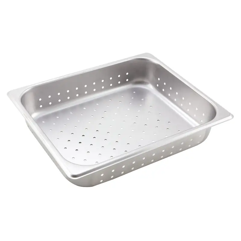 Winco Sphp2 Half-Size Perforated Steam Pan – 25-Gauge Stainless Steel, 2.5-Inch Depth For Light Drainage 1