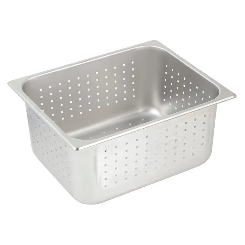 Winco Sphp6 Half-Size Perforated Steam Pan – 25-Gauge Stainless Steel, 6-Inch Depth For Drainage 1
