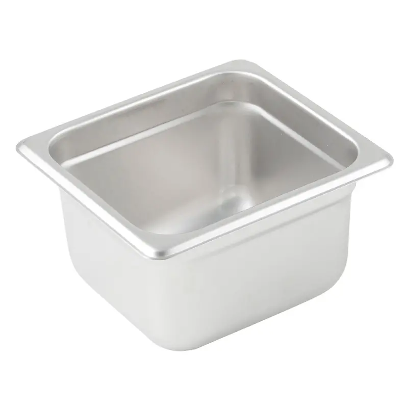 Winco Spjm-604 Anti-Jam 1/6-Size Steam Pan – 24-Gauge Stainless Steel, 4-Inch Depth 1