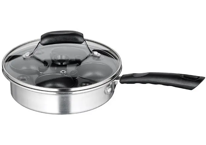 Winco Stainless Steel Egg Poacher Set: Nonstick Inner Cups + Pan – Cep-4 1