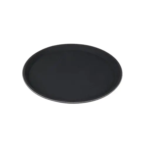 Winco Tfg-16K 16-Inch Round Black Non-Slip Serving Tray 1